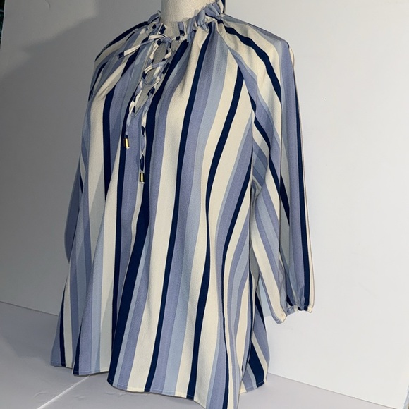 Alex & Parker Blue and White Stripe Top Blouse New - Picture 2 of 3